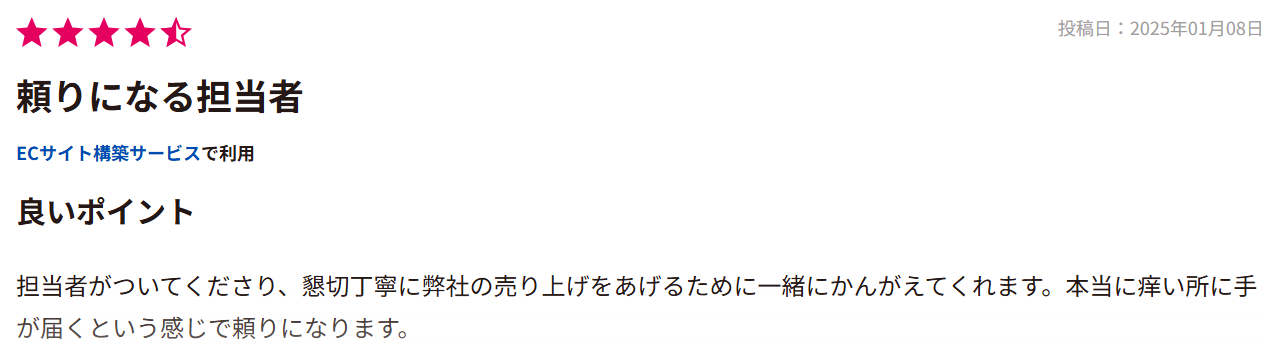 ITreview評価 頼りになる担当者