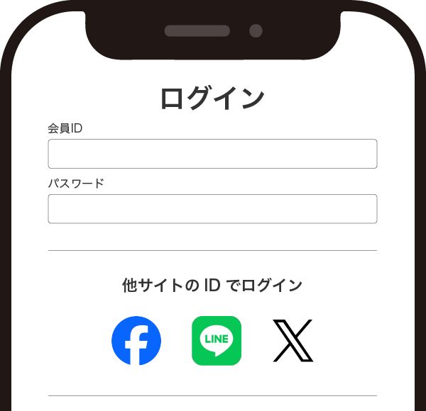 ネットショップのソーシャルログイン画面